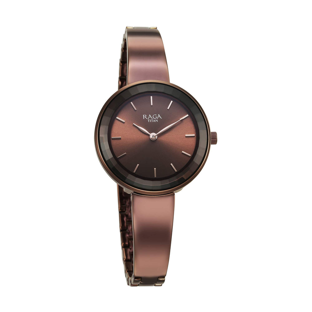 Titan Raga Showstopper Quartz Analog Brown Dial Metal Strap Watch For Women