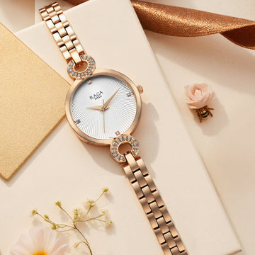 Titan Raga Showstopper Quartz Analog White Dial Metal Strap Watch for Women