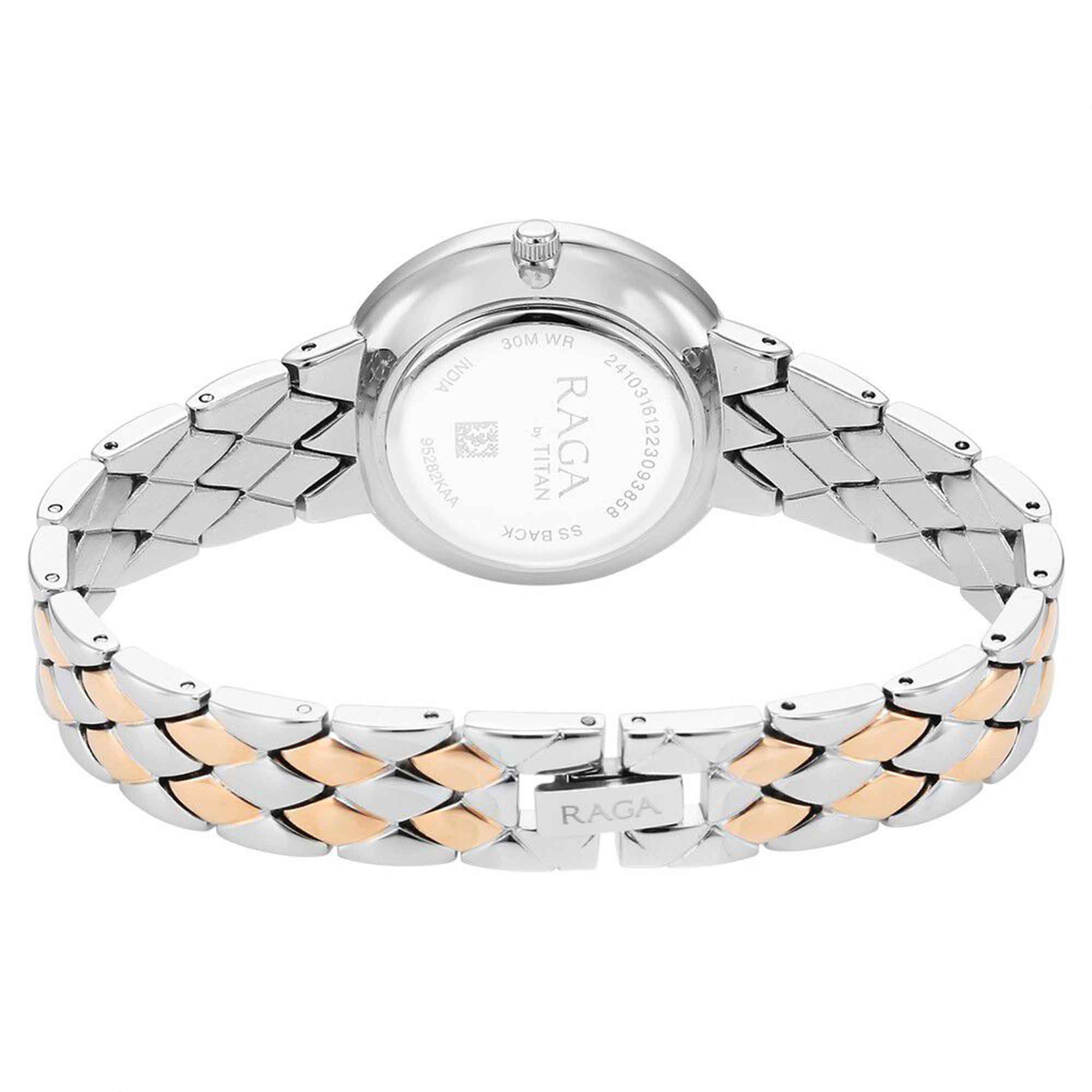 Titan Raga Showstopper Silver Dial Two Toned Metal Strap Analog Watch for Women
