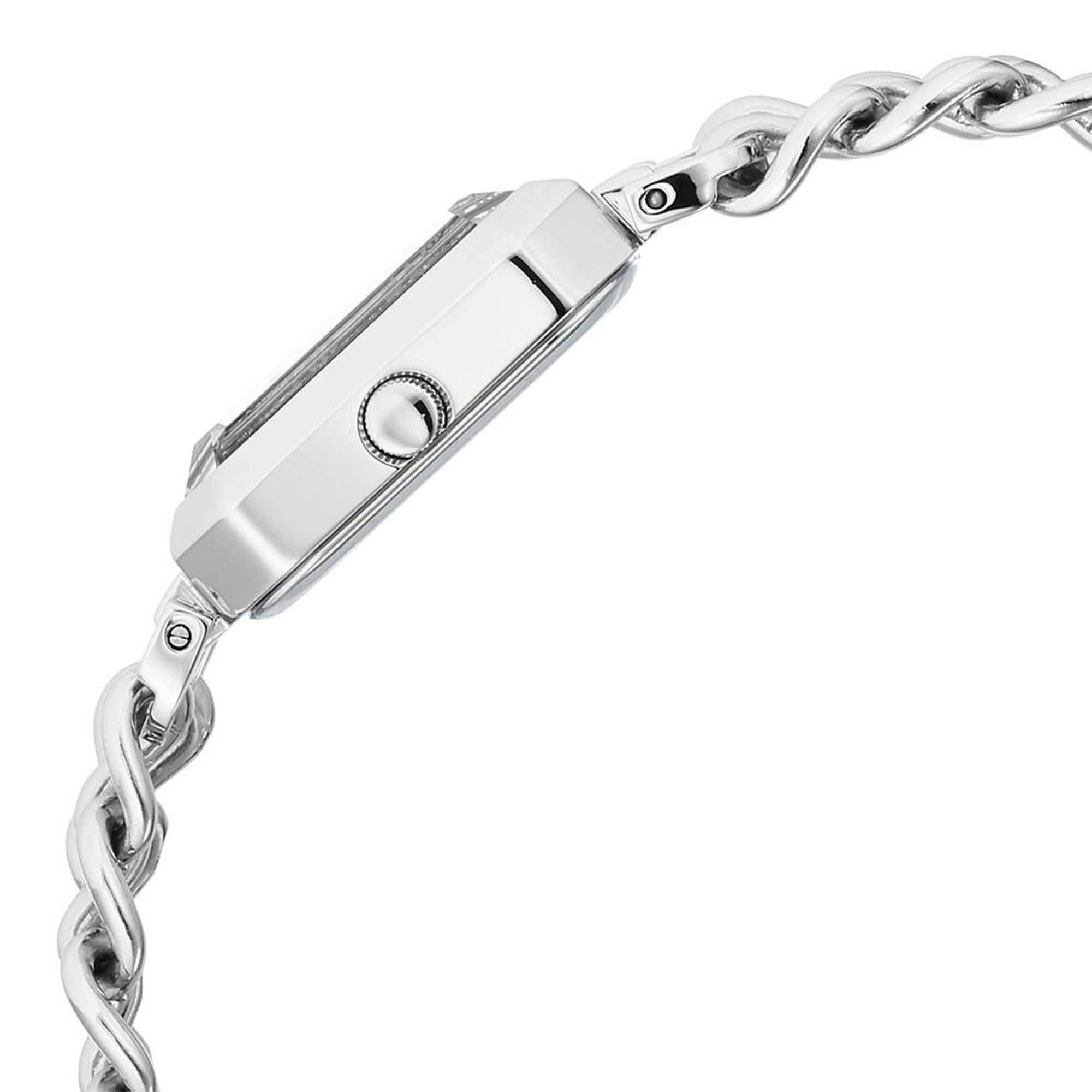 Titan Raga Showstopper Silver Rectangular Dial Metal Strap Analog Watch for Women