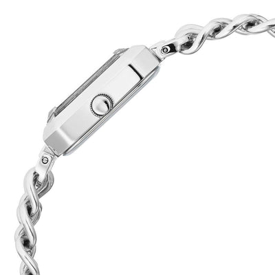 Titan Raga Showstopper Quartz Analog Silver Dial Silver Metal Strap Rectangular Shaped Watch For Women