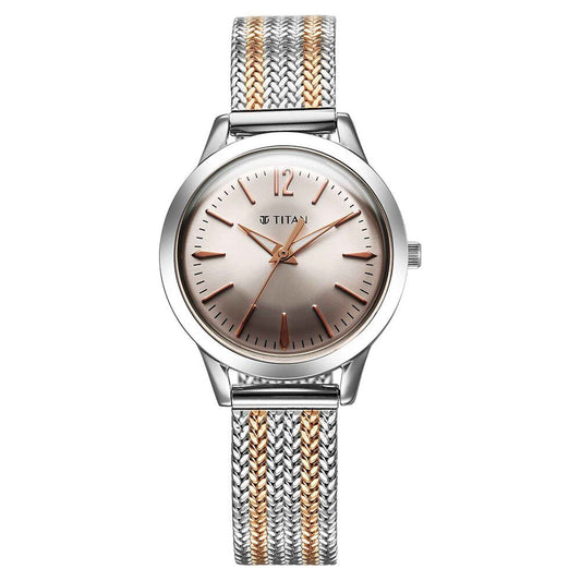 Titan Titan Timeless Urban Quartz Analog Pink Dial Metal Strap Watch For Women
