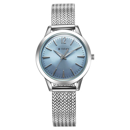 Titan Titan Timeless Urban Quartz Analog Blue Dial Metal Strap Watch For Women