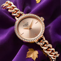 Titan Raga Showstopper Quartz Analog Rose Gold Round Dial Rose Gold Metal Strap Watch For Women