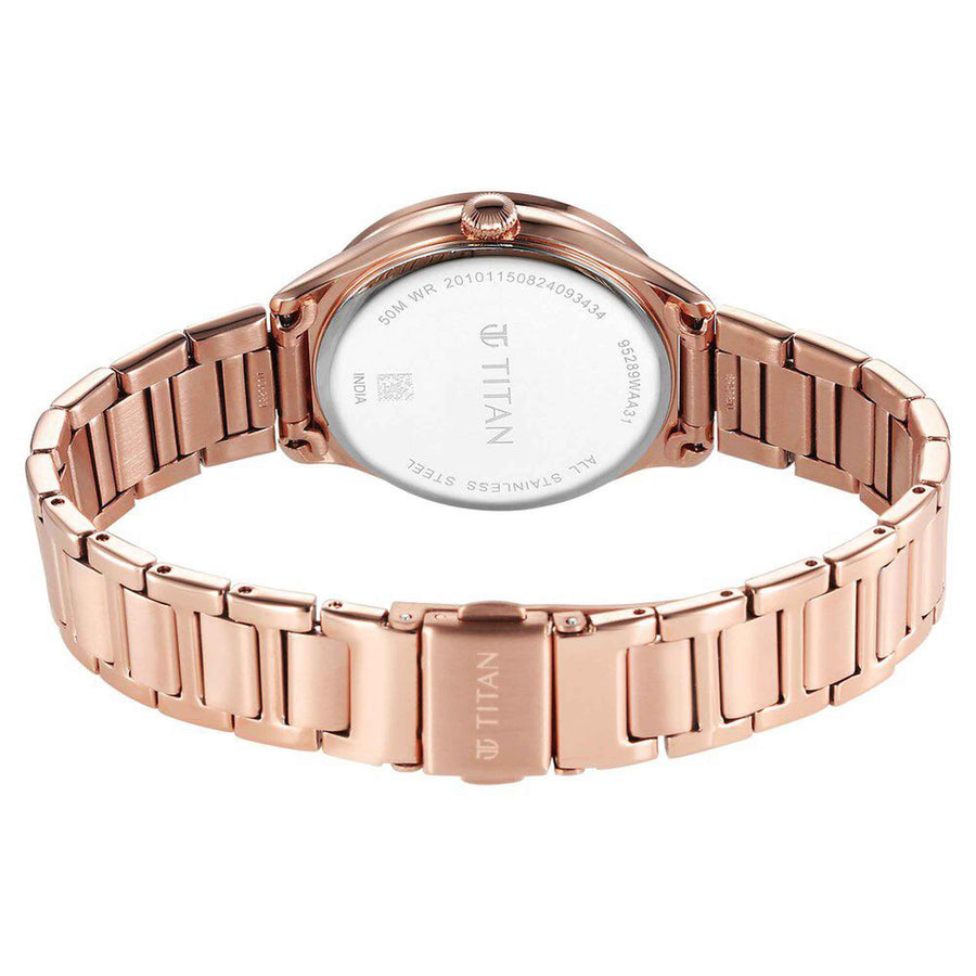 Titan Glamour Quartz Analog with Date Mother Of Pearl Dial Stainless Steel Strap Watch For Women