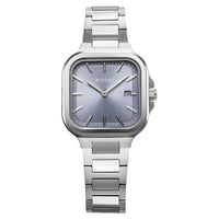 Titan Slim Square Quartz Analog with Date Blue Dial With Silver Color Stainless Steel Strap Watch For Women
