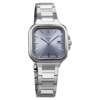 Titan Slim Square Quartz Analog with Date Blue Dial With Silver Color Stainless Steel Strap Watch For Women