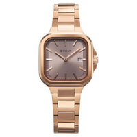 Titan Slim Square Quartz Analog with Date Lavender Dial With Rose Gold Color Stainless Steel Strap Watch For Women