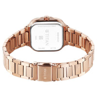 Titan Slim Square Quartz Analog with Date Lavender Dial With Rose Gold Color Stainless Steel Strap Watch For Women
