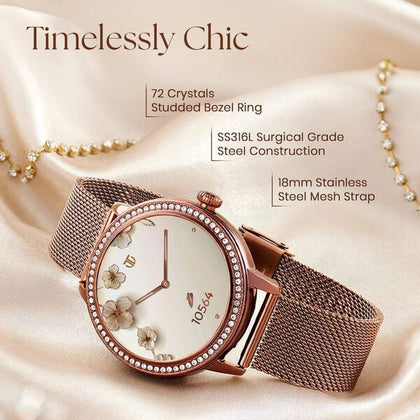 Titan Valerie Premium Smartwatch with All 316L SS construction, Skin Temp. Sensor, Women's Health, SingleSync BT Calling