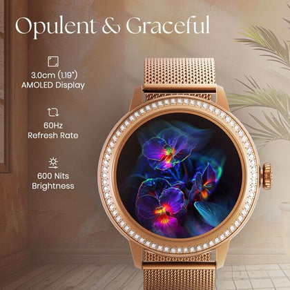 Titan Valerie Premium Smartwatch with All 316L SS construction, Skin Temp. Sensor, Women's Health, SingleSync BT Calling