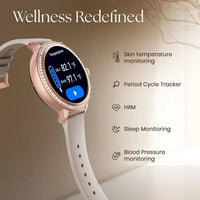 Titan Valerie Premium Smartwatch with All 316L SS construction, Skin Temp. Sensor, Women's Health, SingleSync BT Calling