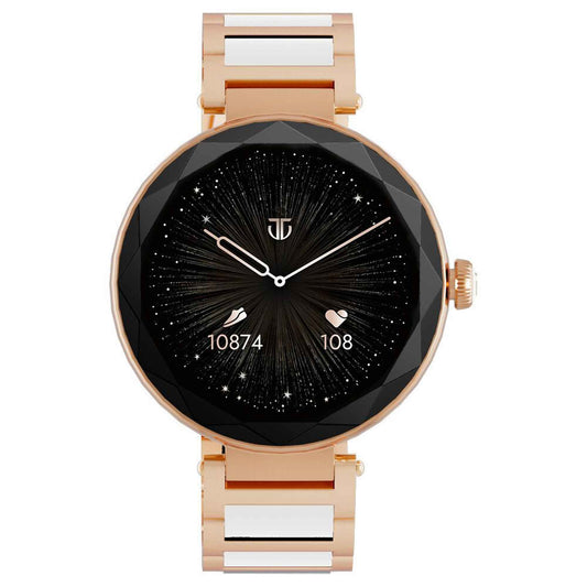 Titan Elixir with All 316L SS construction, 3.04 CM AMOLED Display, BT Calling, Skin Temperature Sensor, Womens Health