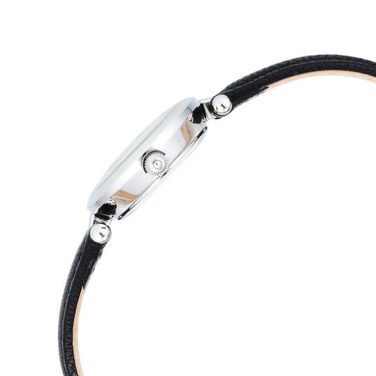 Titan Raga Silver Quartz Analog Mother Of Pearl Dial Sterling Silver Case With Brown Color Leather Strap Watch For Women