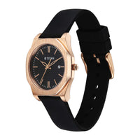 Titan Black Round Dial Black Leather Strap Watch For Women