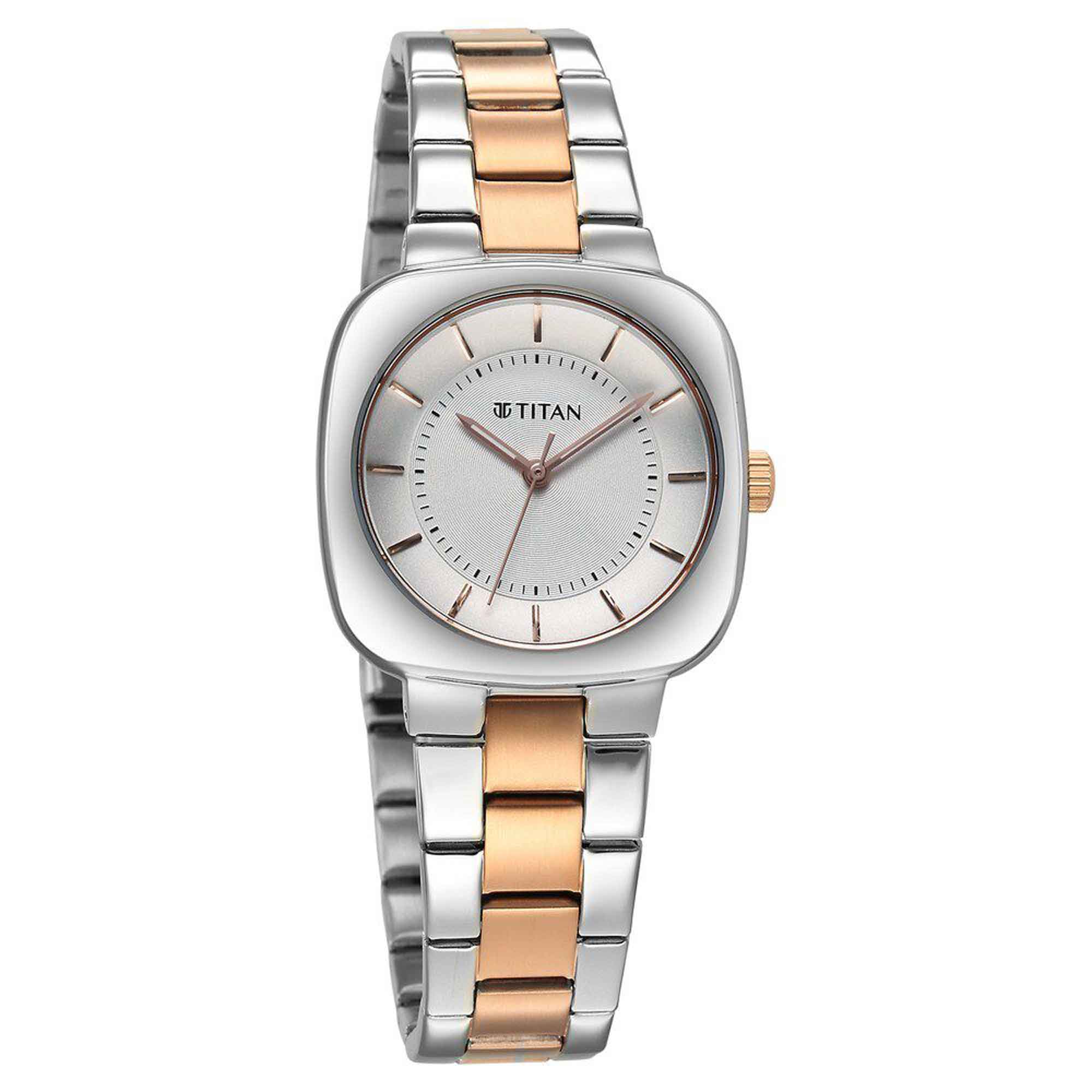 Titan Workwear Silver Dial Dual Color Stainless Steel Strap Analog Watch for Women