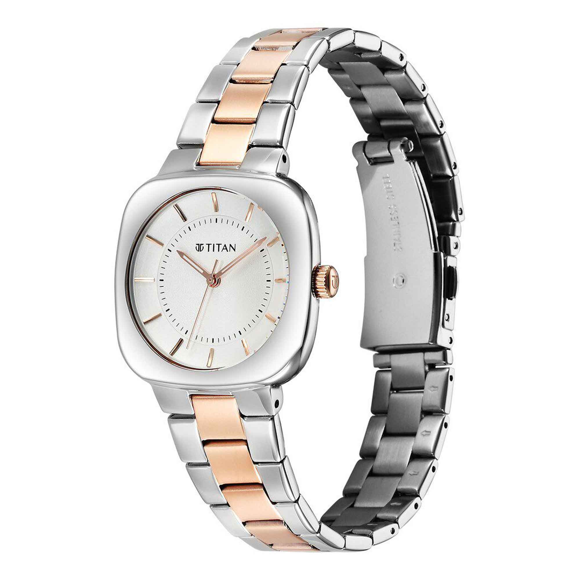 Titan Workwear Silver Dial Dual Color Stainless Steel Strap Analog Watch for Women