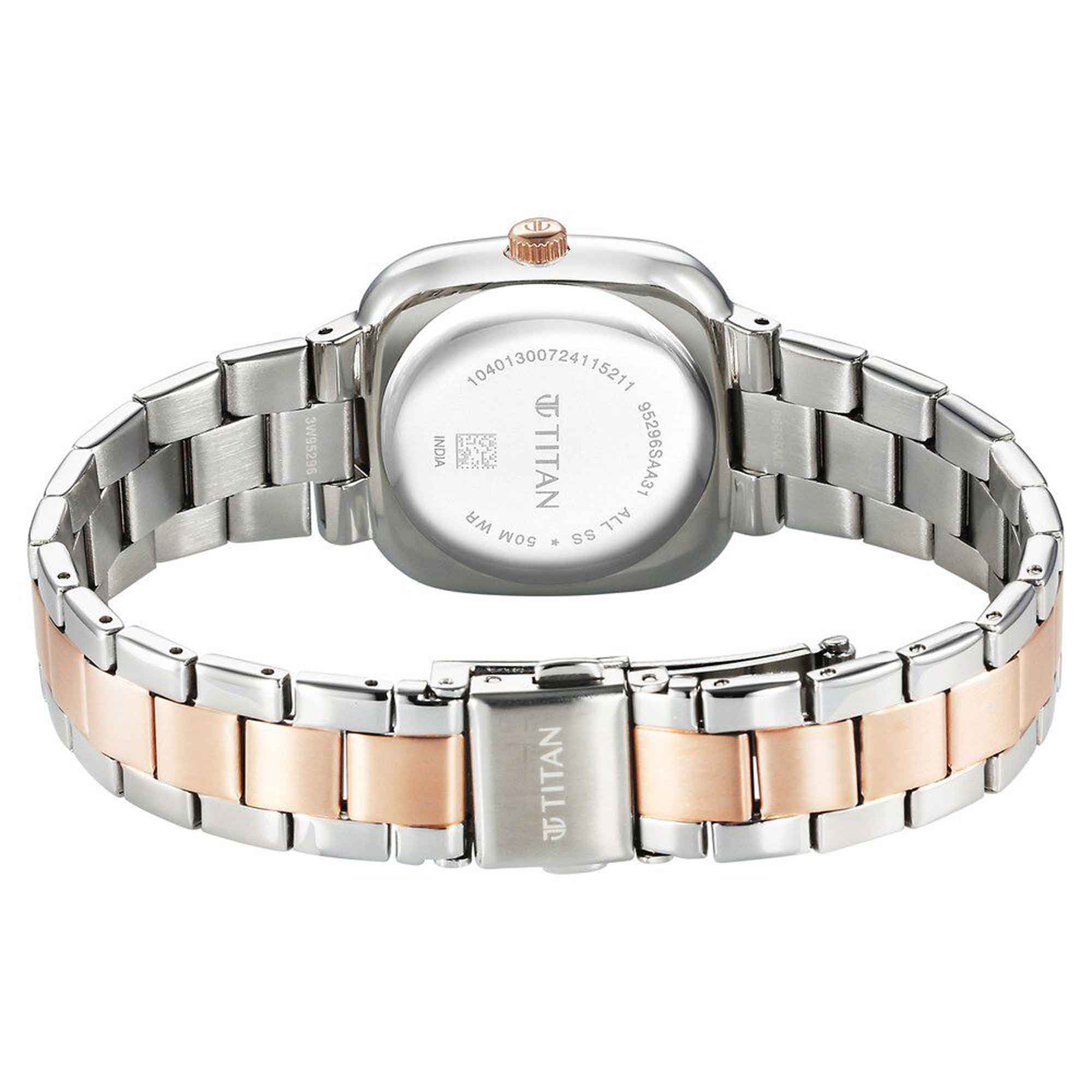 Titan Workwear Silver Dial Dual Color Stainless Steel Strap Analog Watch for Women