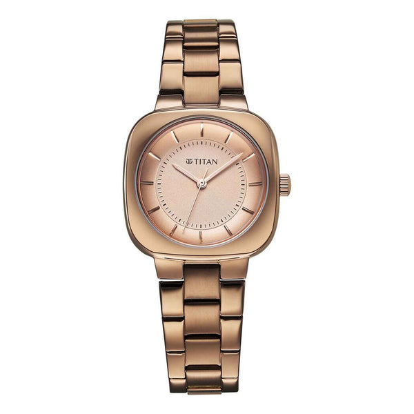 Titan Horizon Quartz Analog Brown Dial Stainless Steel Strap Watch For Women