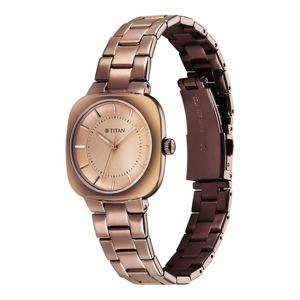 Titan Horizon Quartz Analog Brown Dial Stainless Steel Strap Watch For Women