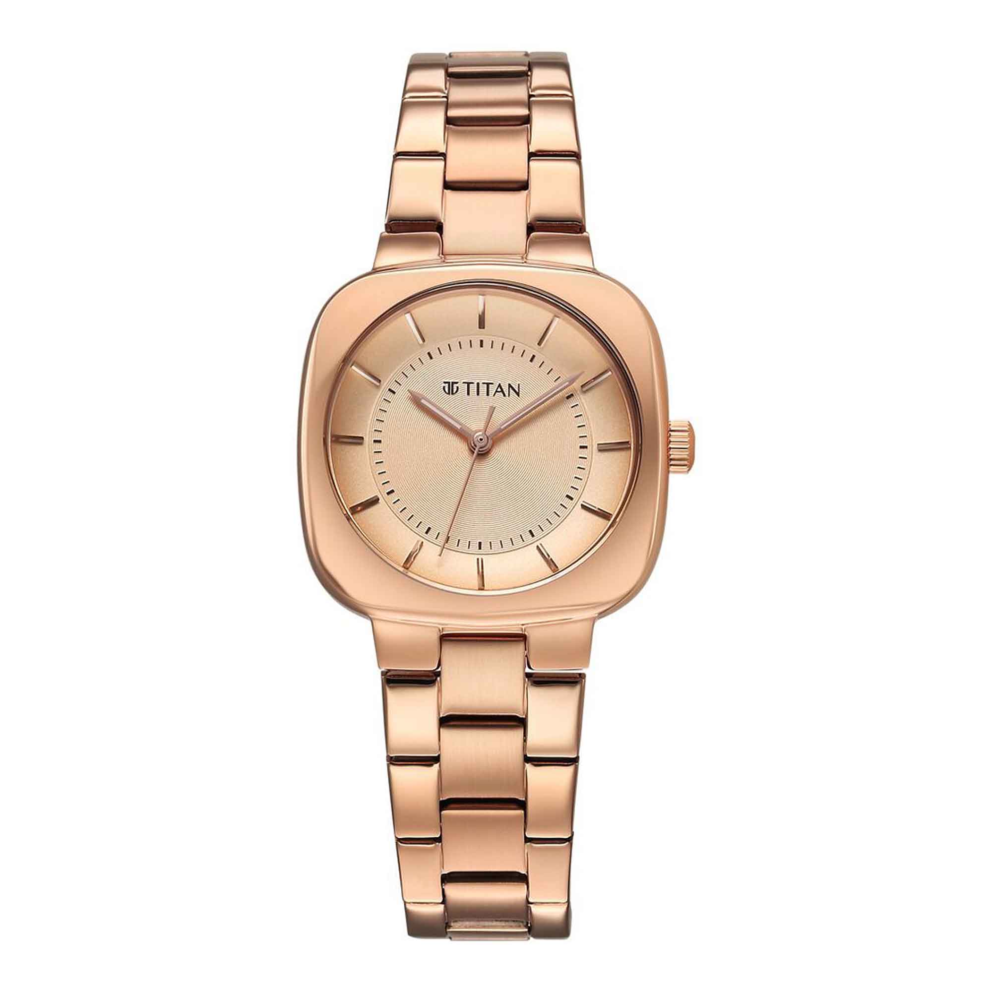 Titan Rose Gold Dial Stainless Steel Strap Analog Watch For Women
