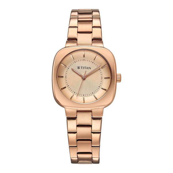 Titan Rose Gold Dial Stainless Steel Strap Analog Watch For Women