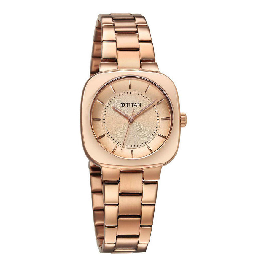 Titan Rose Gold Dial Stainless Steel Strap Analog Watch For Women