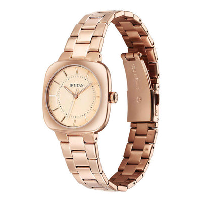 Titan Rose Gold Dial Stainless Steel Strap Analog Watch For Women