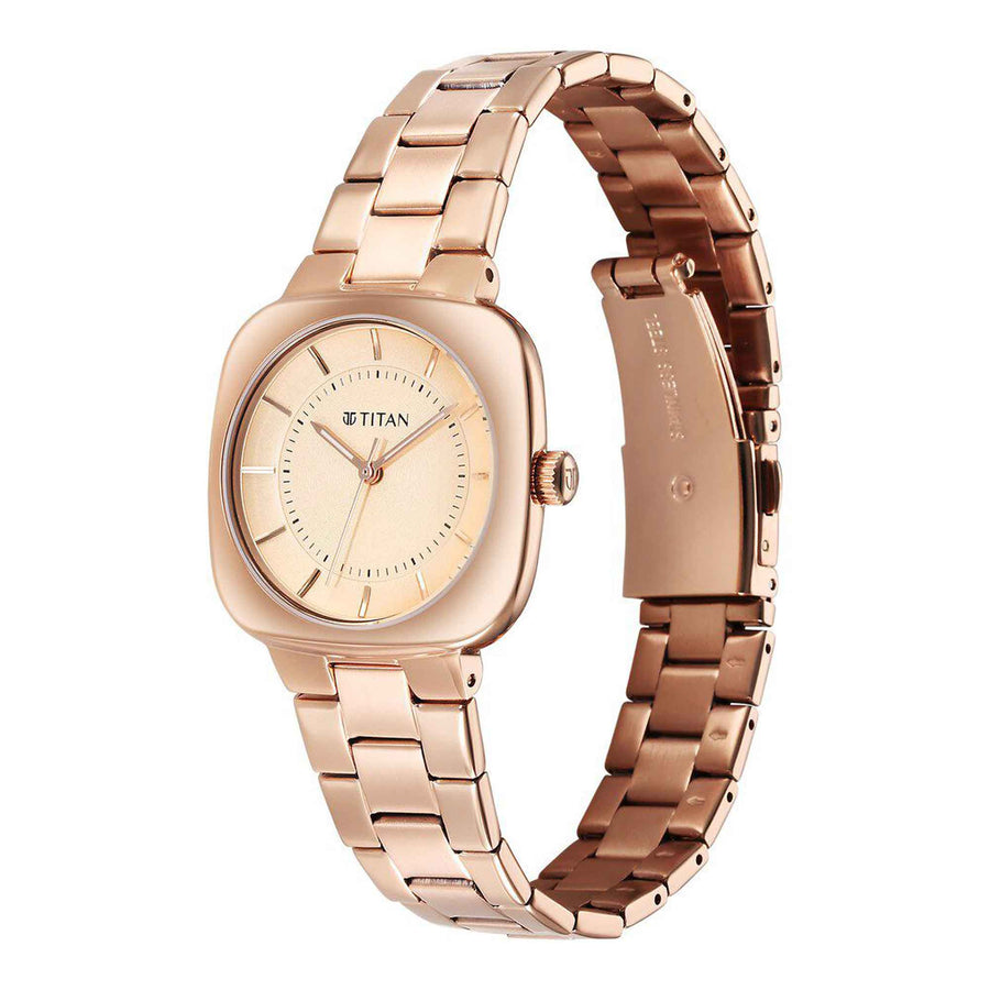 Titan Rose Gold Dial Stainless Steel Strap Analog Watch For Women
