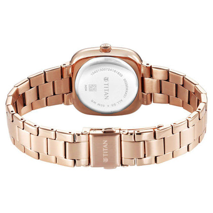 Titan Horizon Quartz Analog Rose Gold Dial Stainless Steel Strap Watch For Women