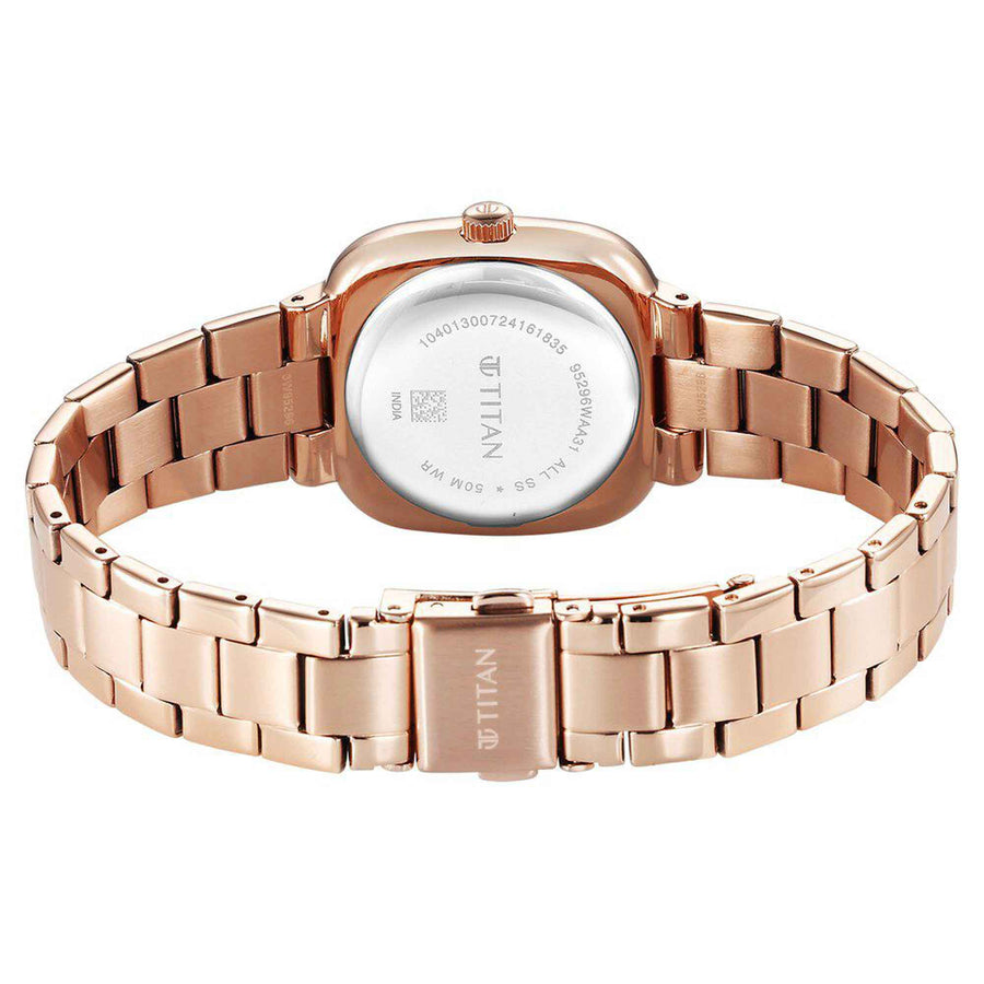 Titan Rose Gold Dial Stainless Steel Strap Analog Watch For Women