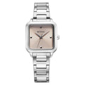 Titan Workwear Beige Square Dial Silver Stainless Steel Strap Analog Watch for Women