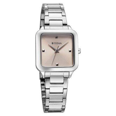 Titan Horizon Quartz Analog Pink Dial Stainless Steel Strap Watch For Women