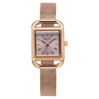Titan Pink Rectangular Dial Rose Gold Stainless Steel Strap Analog Watch for Women