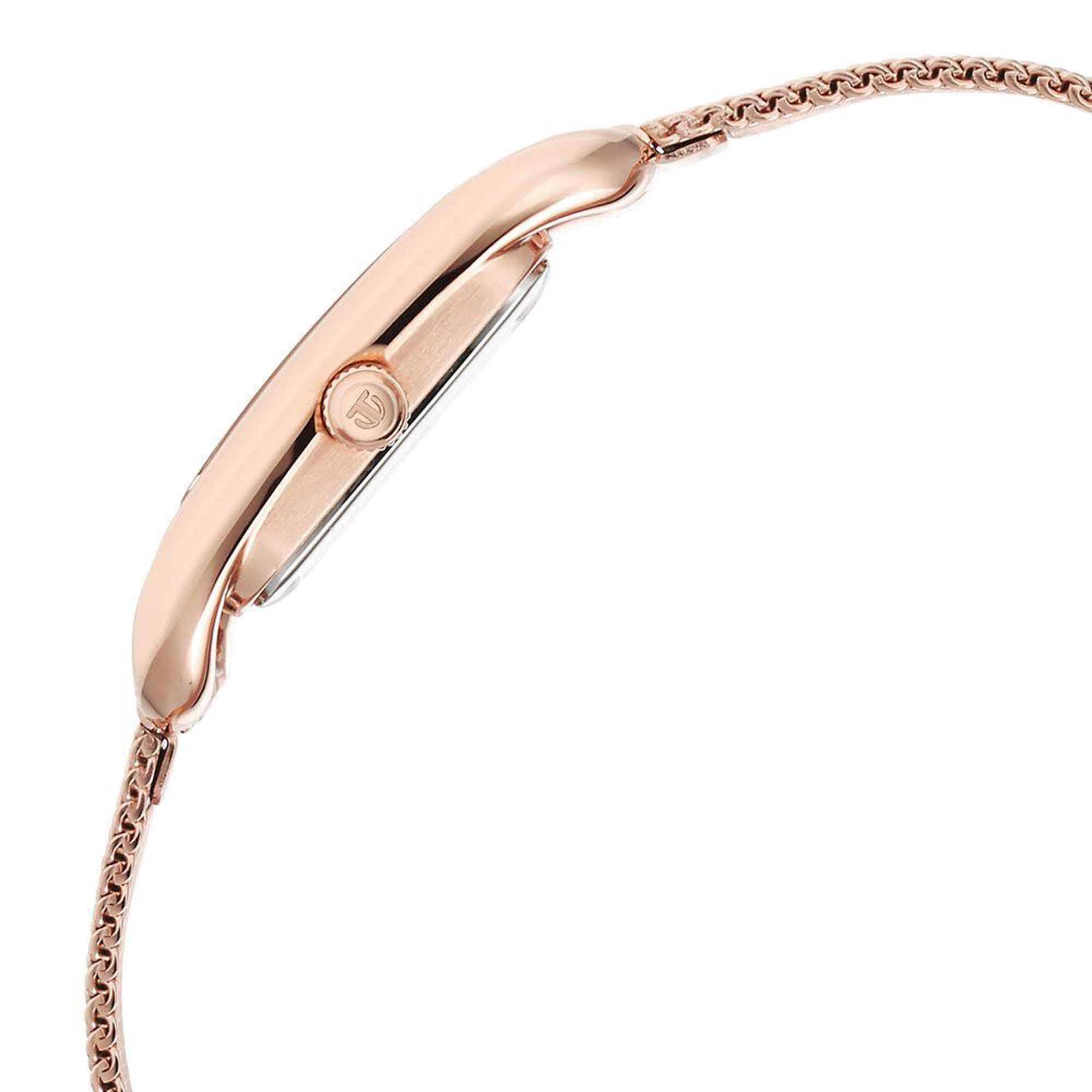 Titan Pink Rectangular Dial Rose Gold Stainless Steel Strap Analog Watch for Women