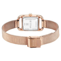 Titan Pink Rectangular Dial Rose Gold Stainless Steel Strap Analog Watch for Women
