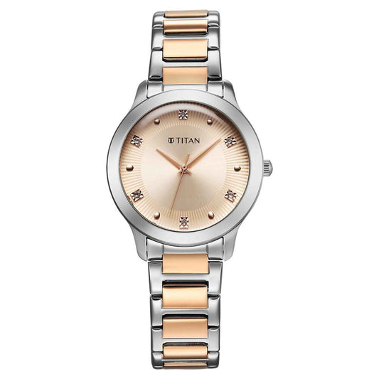 Titan Horizon Quartz Analog Rose gold Dial Stainless Steel Strap Watch For Women