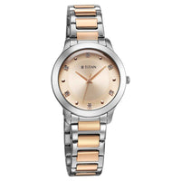 Titan Horizon Quartz Analog Rose gold Dial Stainless Steel Strap Watch For Women