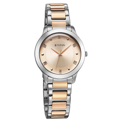 Titan Horizon Quartz Analog Rose gold Dial Stainless Steel Strap Watch For Women