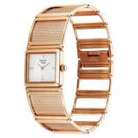 Titan Raga White Mother of Pearl Dial Rose Gold Stainless Steel Strap Analog Watch for Women
