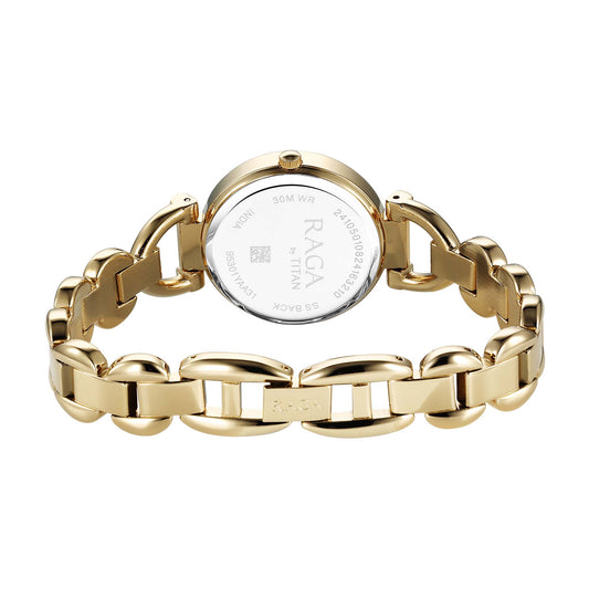 Titan Raga Showstopper 2.0 Quartz Analog Green Dial  Gold Color Stainless Steel Strap Watch For Women