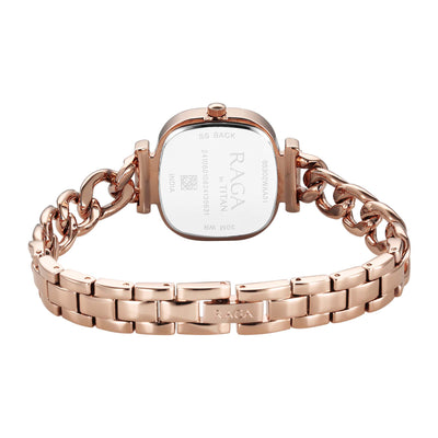 Titan Raga Showstopper Quartz Analog Rose Gold Dial Metal Strap Watch For Women