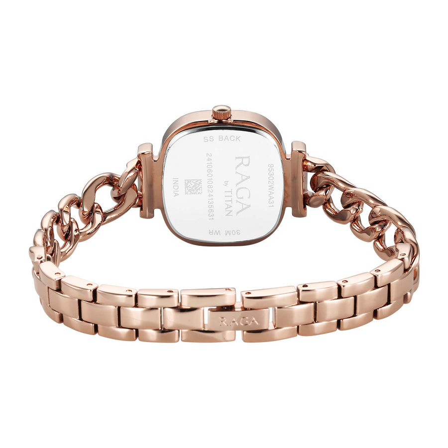 Titan Raga Showstopper Quartz Analog Rose Gold Dial Metal Strap Watch For Women