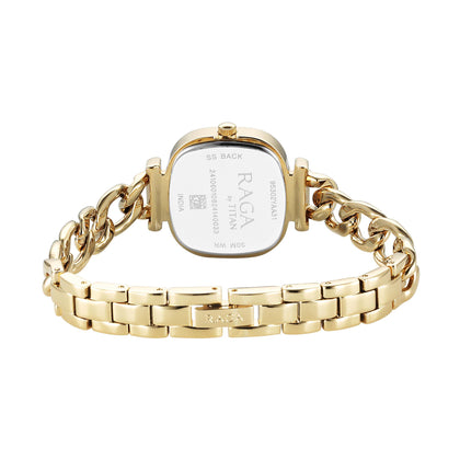 Titan Raga Showstopper Quartz Analog Maroon Dial Metal Strap Watch For Women