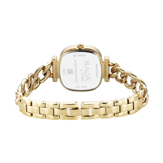 Titan Raga Showstopper 2.0 Quartz Analog Red Dial  Gold Color Stainless Steel Strap Watch For Women