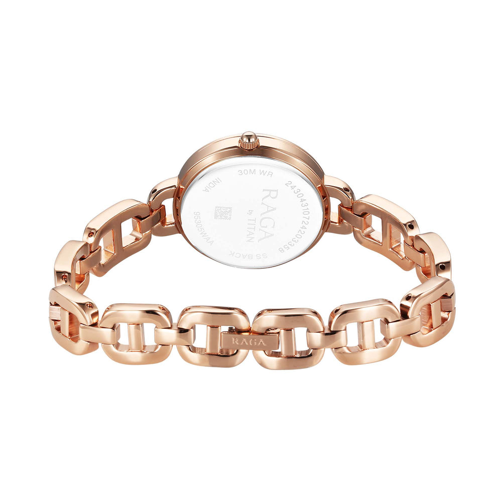 Titan Raga Showstopper Quartz Analog Rose Gold Dial Metal Strap Watch For Women
