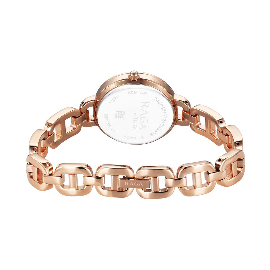 Titan Raga Showstopper Quartz Analog Rose Gold Dial Metal Strap Watch For Women