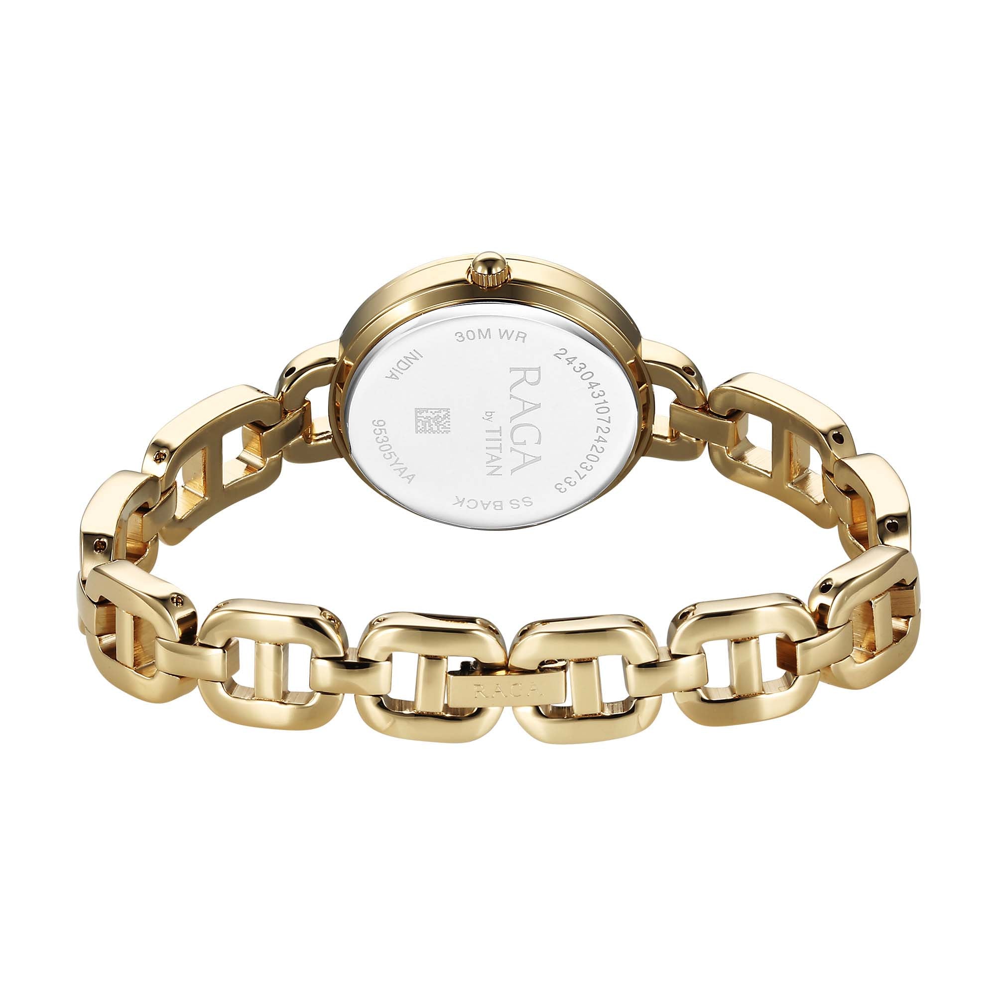 Titan Raga Showstopper Quartz Analog Golden Dial Metal Strap Watch For Women