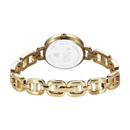 Titan Raga Showstopper Quartz Analog Golden Dial Metal Strap Watch For Women
