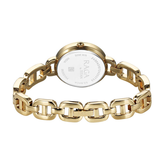 Titan Raga Showstopper Quartz Analog Golden Dial Metal Strap Watch For Women
